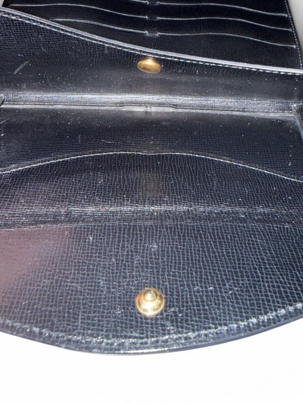 Christian Dior ✨ Black Leather Women's Wallet Clutch with Gold Snap - Picture 4 of 5